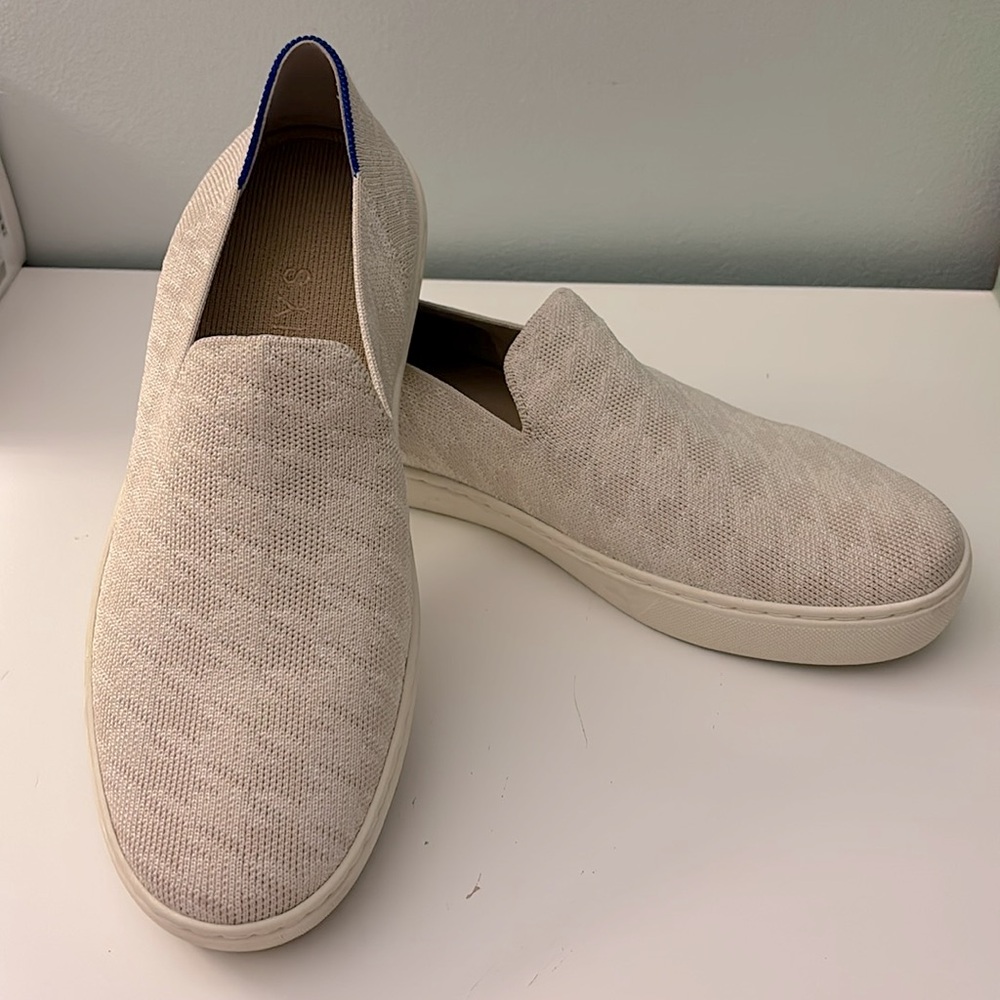 Rothy’s womens slip on sneakers GUC Limited Edition Ivory Houndstooth Sz 10 1/2